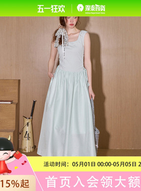 coolhut方领无袖背心连衣裙收腰显瘦2025夏季女式长裙法式初恋风