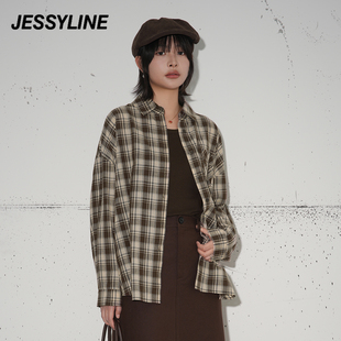 jessyline2025秋季 杰茜莱格子宽松衬衫女 532102095