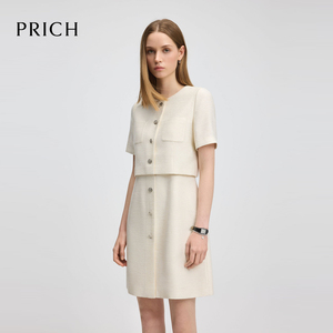 PRICH气质小香风假两件连衣裙2025通勤裙子女PROWF2301M