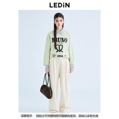 乐町竖条纹糯米裤25春宽松打褶阔腿裤C2GBF1111