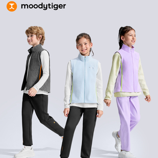 moodytiger 男女童暖皮衣拒水透气保暖防寒柔软轻盈针织马甲53510506