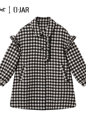 U14M323爱法贝女童混合色呢大衣