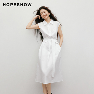 衬衫 红袖 小飞袖 连衣裙女装 领中长裙90125231601 简单大方