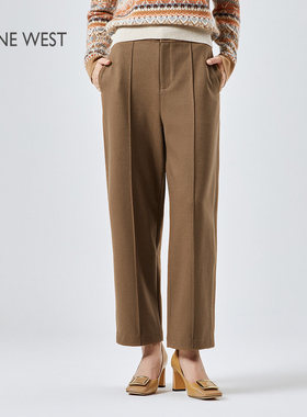 NINEWEST/玖熙2025年秋季通勤高腰显瘦直筒休闲裤NW53K24651