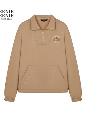 TeenieWeenie小熊女装卫衣2025年冬季休闲舒适半拉链翻领上衣TTMA258VW1B