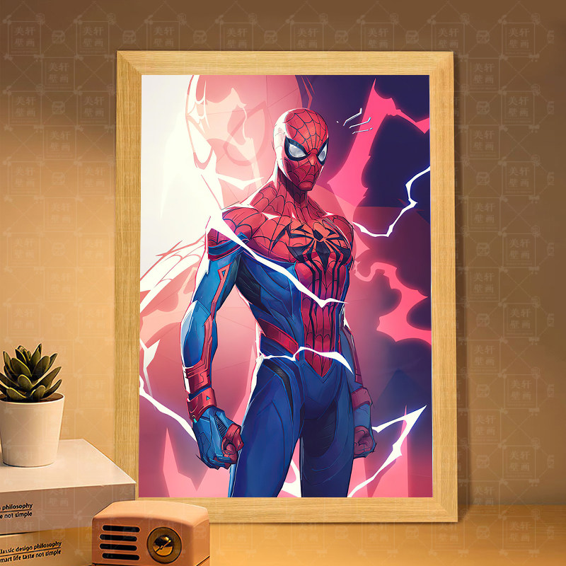 漫威蜘蛛侠周边灯光画小夜灯蓝牙音箱音响手办摆件镜子相框装饰画