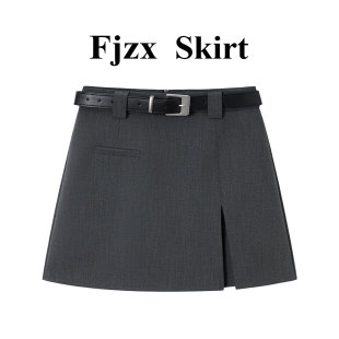 灰色西装半身裙女2026春夏季新款半裙高腰显瘦开叉A字包臀短裙子