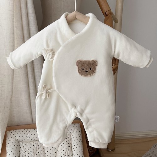 新生儿纯棉连体衣秋冬加厚夹棉早产初生婴儿和尚服宝宝棉衣服可爱