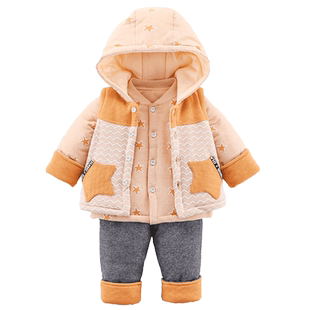 小数点童装三件套装加夹棉保暖男宝棉衣女孩棉裤子冬季新款连外套