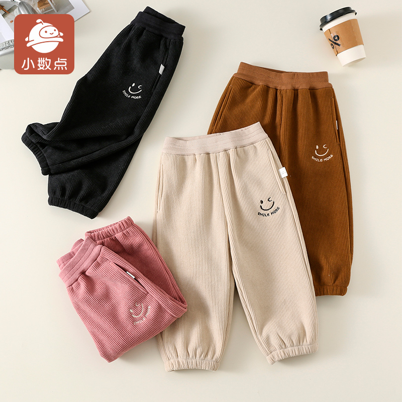 小数点加绒加厚灯芯绒运动卫裤