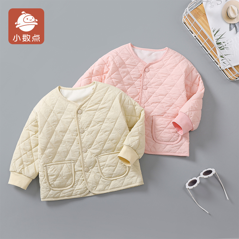 小数点儿童薄棉外套秋冬新款女童加棉棉衣女宝宝保暖棉服夹层上衣