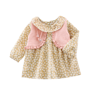 小数点女童连衣裙春秋宝宝连身裙子儿童小童女孩公主裙73-100码