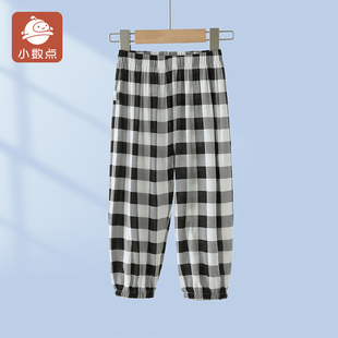 小数点儿童夏季薄款防蚊裤女宝宝夏装新款休闲裤男童宽松格子裤