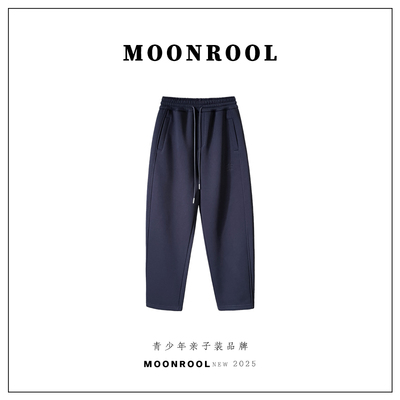 2025冬男大童加绒弯刀裤加厚卫裤