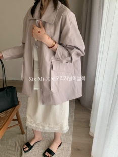 2026早春新款韩版时尚百搭宽松休闲翻领中长款皮衣外套女上衣