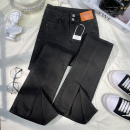 秋冬加绒加厚 子九分加长2025年新款 黑色牛仔裤 女高腰显瘦微喇叭裤