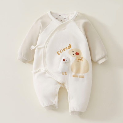 新生婴儿夹棉连体衣秋冬初生衣服薄棉春秋装宝宝40g婴幼儿早秋