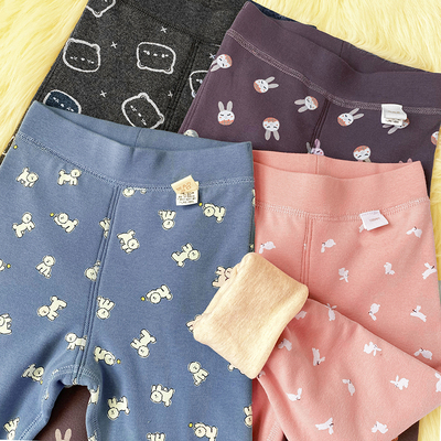 儿童保暖裤内穿加厚纯棉双层男童女童羊毛蚕丝打底裤校服神器冬季
