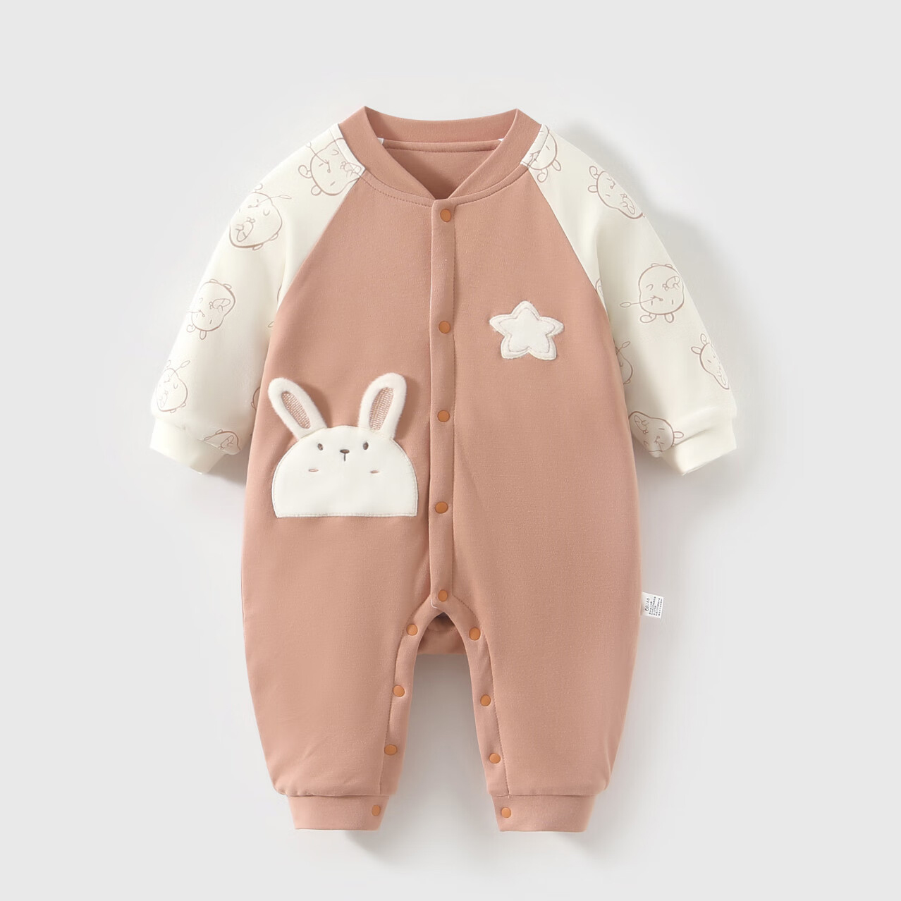 婴儿连体衣a类纯棉夹棉秋冬季女宝宝衣服哈衣薄棉新生儿外出服40g