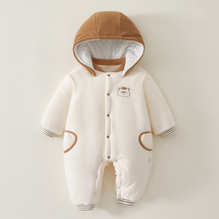 婴儿连体衣260g超厚加厚a类纯棉冬季男女宝宝衣服哈衣外出服