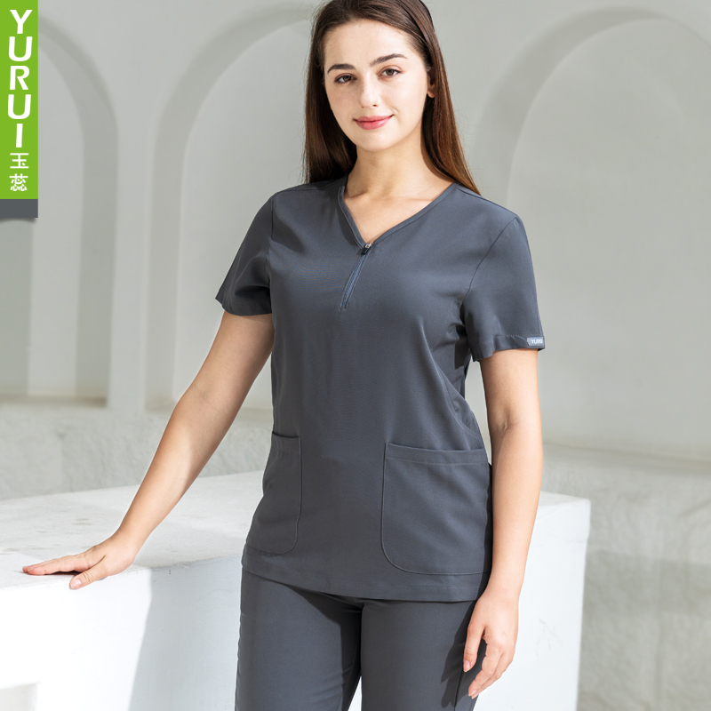 ZaqZeq/檀赫口腔工作服女护士服医师短袖手术衣美容院制服夏季款