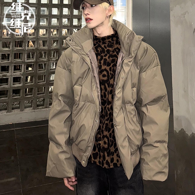 美式PU皮棉衣外套男士2025年冬季新款潮牌潮流休闲帅气加厚面包服