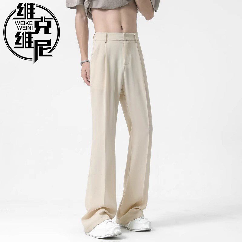 冰丝微喇西装裤男士2026夏季新款美式潮牌休闲宽松直筒垂感阔腿裤