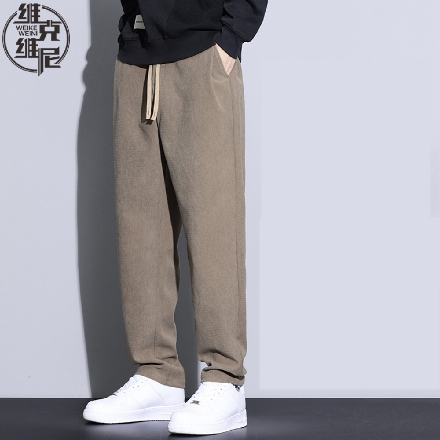 休闲裤男士2025秋冬新款美式潮牌宽松直筒运动裤加绒加厚保暖卫裤