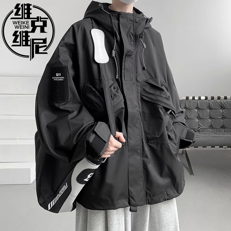 美式冲锋衣外套男2025年秋冬新款潮牌痞帅休闲宽松飞行员工装夹克