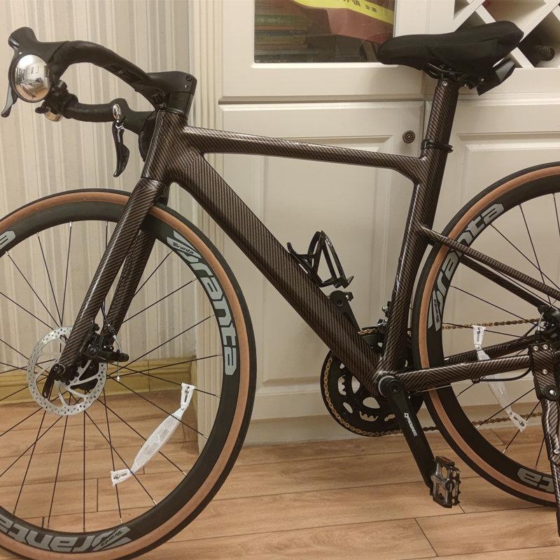 自行车车架亮光贴纸 儿童平衡车山地车车改色膜碳纤黑色贴膜