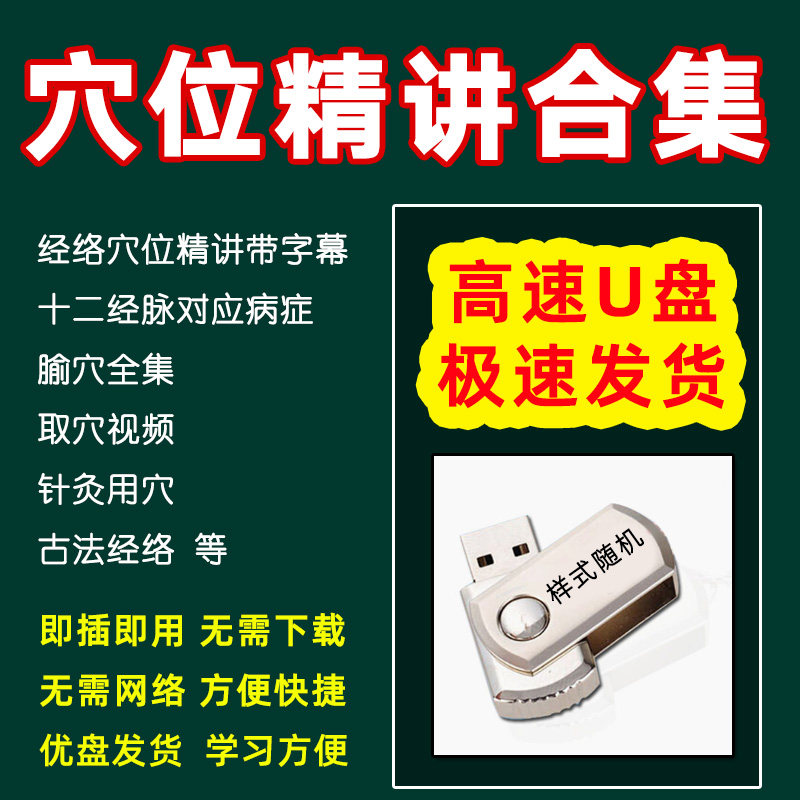 中医U盘经络穴位讲解课程视频人体取穴教程精讲解针灸入门优盘