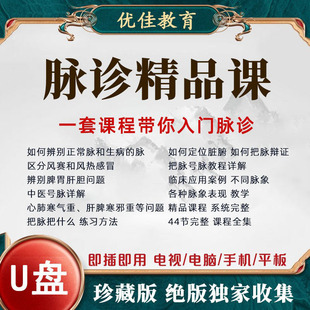 脉诊u盘入门视频课程零基础脉象把脉中医号脉教学培训教程优盘