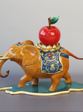 平安大象摆件玄关全铜装饰新中式