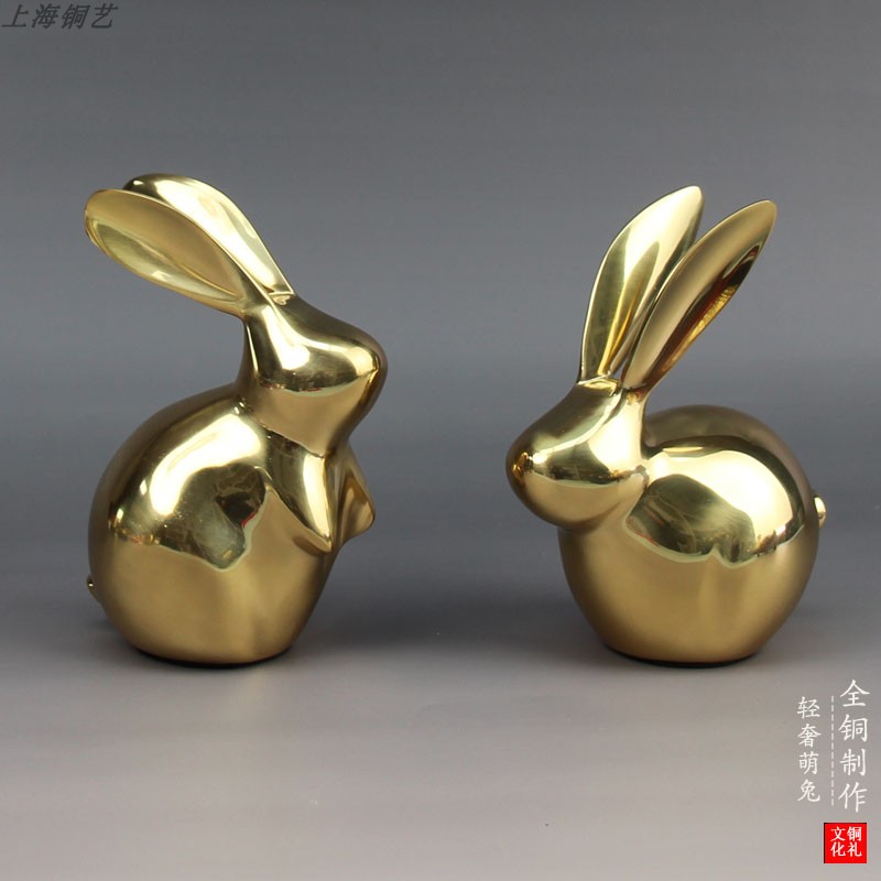 十二生肖铜兔铜器工艺品桌面摆件