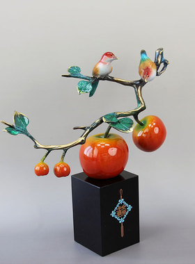 搬家酒柜平安喜乐摆件全铜新中式