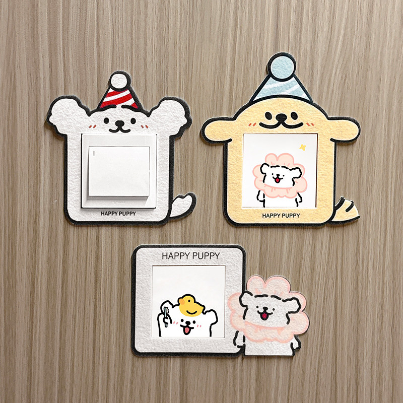 可爱小狗开关贴开关边框套墙贴面板遮丑装饰插座遮挡贴纸不伤墙
