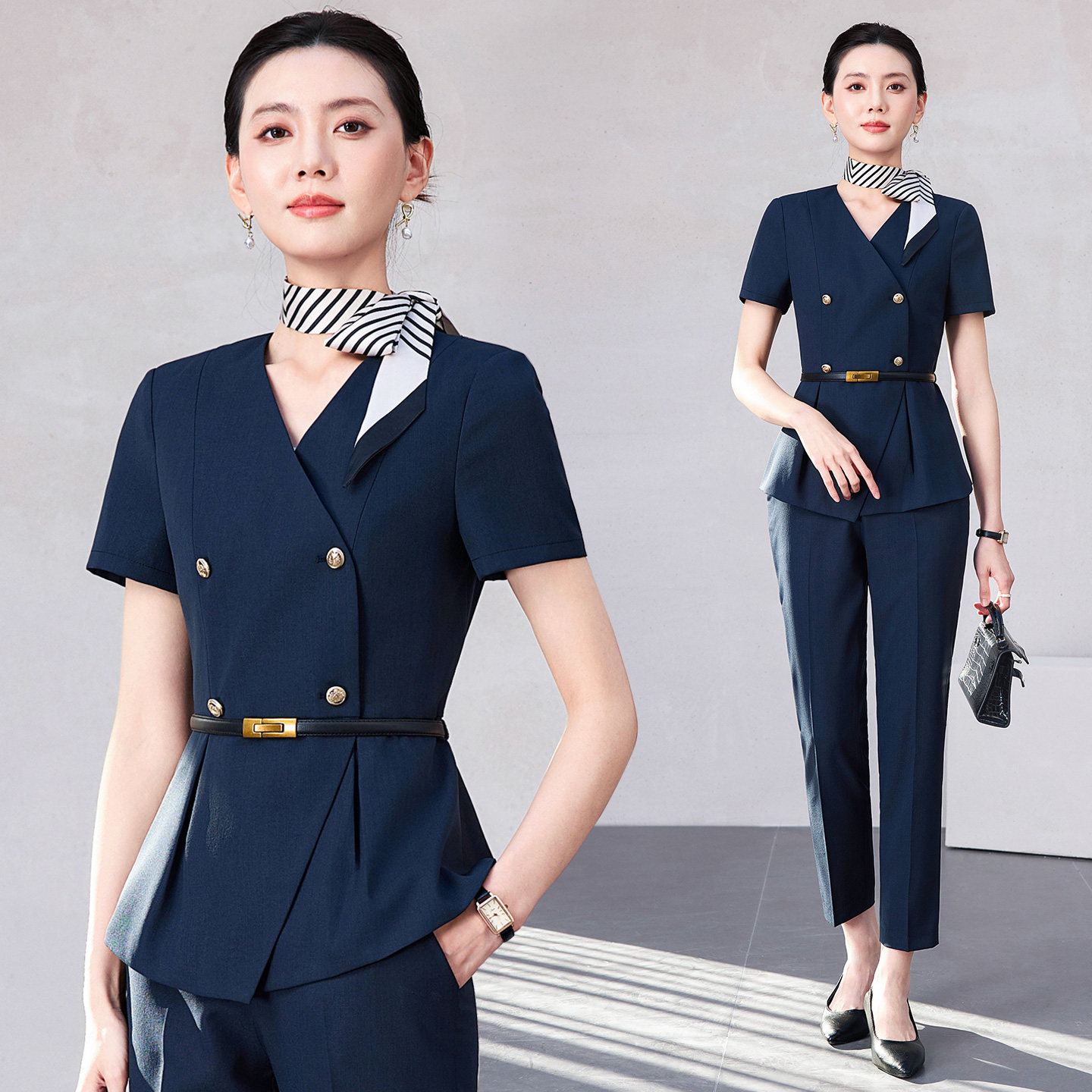 短袖西装套装女2026夏季新款职业经理珠宝店美容院酒店前台工作服