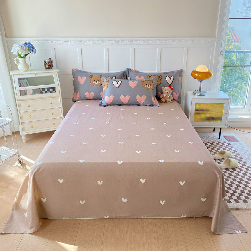 简约风100全棉纯棉单件床单床品家用单双人单品亲肤被单罩四季款