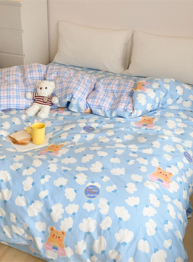 小清新白色全棉纯棉被套单件150x200被单儿童单人被罩双人200x230