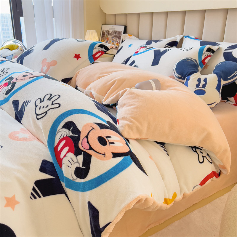 A类牛奶绒被套单件卡通米奇150x200x230cm加厚法兰绒单品被罩秋冬