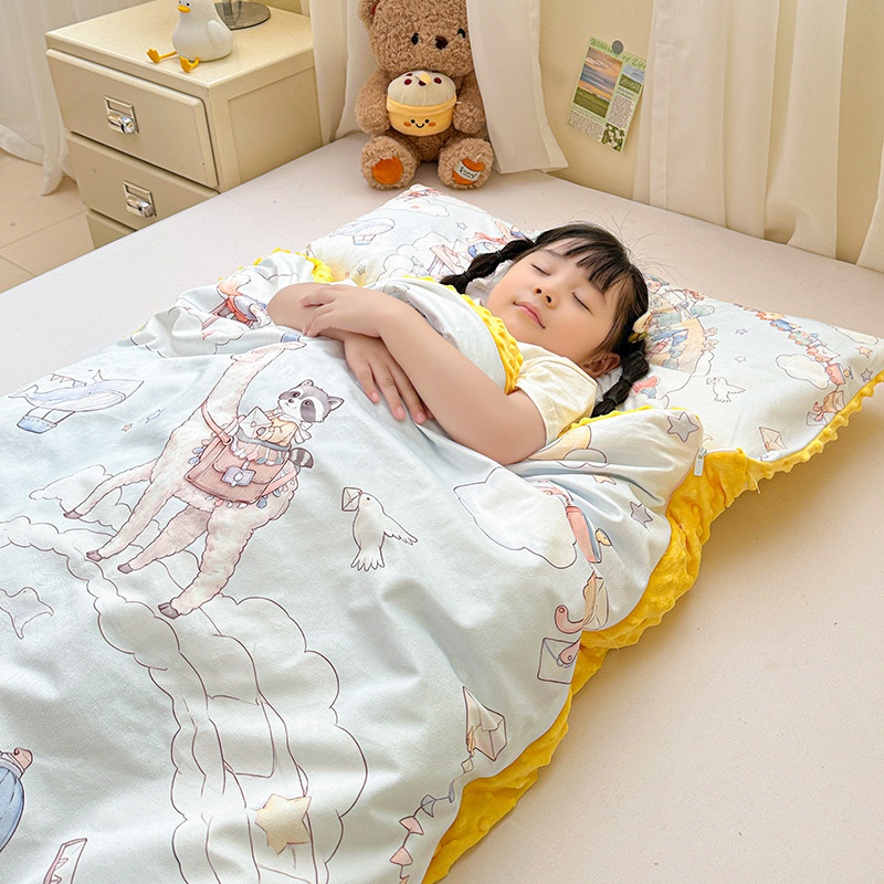 儿童防踢被秋冬加厚豆豆绒保暖宝宝睡袋婴幼儿被子可拆洗四季通用
