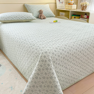 小清新云感皱皱纱夹棉床盖加厚床单四季通用防滑榻榻米床褥三件套