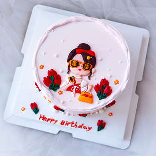 软胶富婆摆件发字钱标麻将翻糖模具女王生日插件装扮网红蛋糕装饰