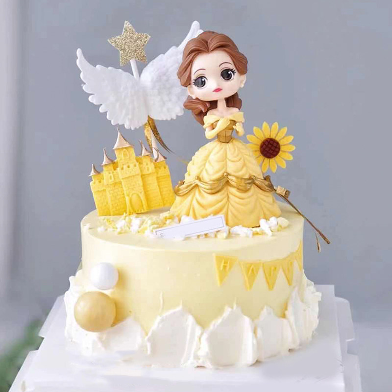 生日蛋糕装饰贝儿公主美少女生日派对摆件城堡生日快乐插件装扮
