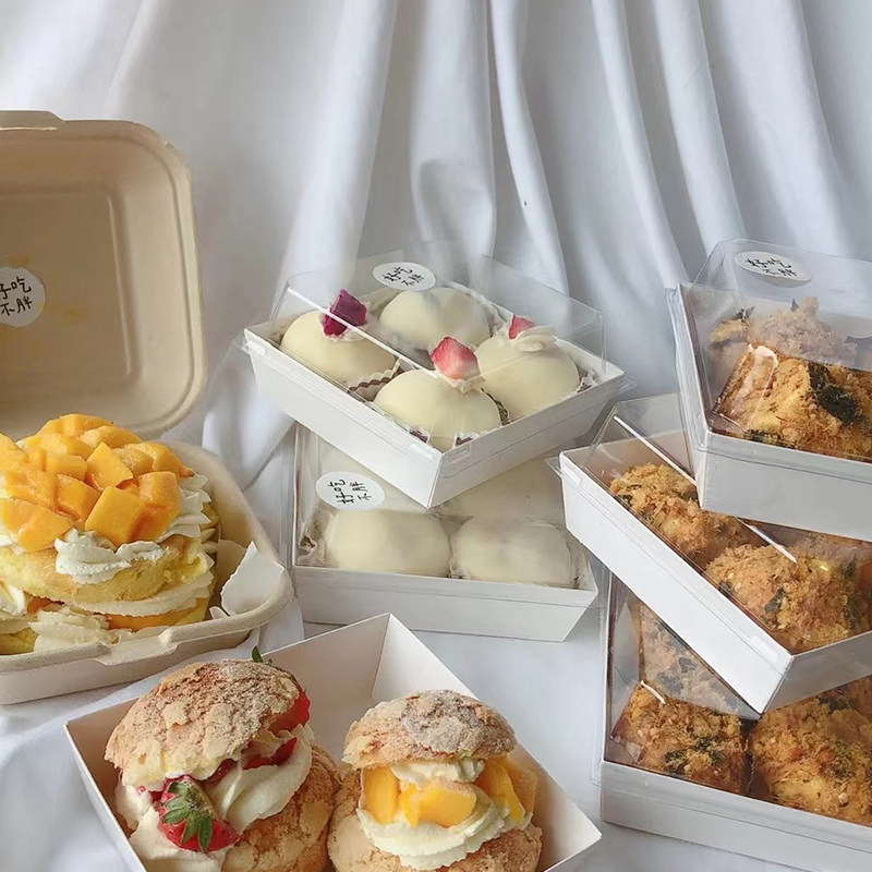 烘焙三明治盒子包装盒雪媚娘泡芙蛋糕毛巾卷盒甜品小西点打包盒