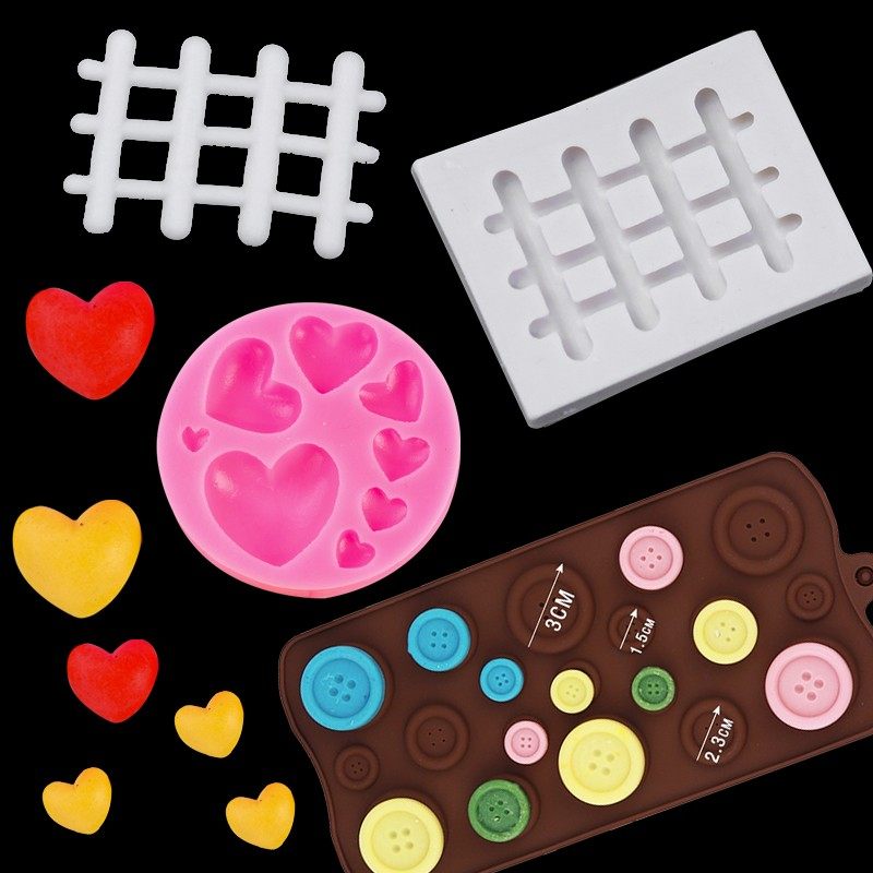 纽扣篱笆立体大小爱心巧克力翻糖硅胶模具家用蛋糕烘焙DIY模具,厨房/烹饪用具,烘焙模具,淘宝优惠券,粉丝福利购,淘宝优惠卷