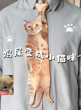 猫咪领带搞怪动物图案领