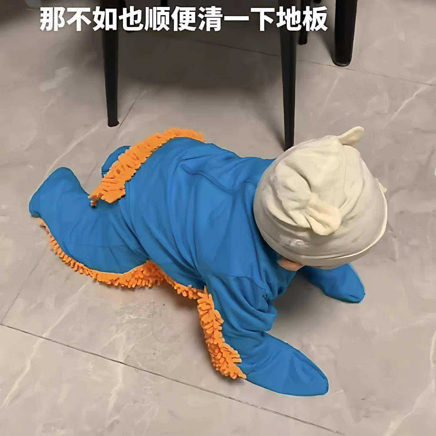 宝宝爬行服室内婴儿拖地爬爬服擦地板耐脏耐磨护膝儿童长袖连体衣