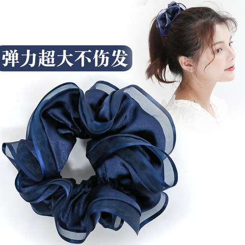 大个发圈绸缎韩国纱边优雅妈妈款