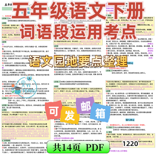 小学语文五年级下册语文园地重点词句段运用考点汇总电子版资料